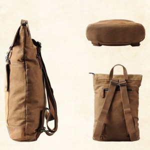 KP3  VINTAGE TAR III™ Rucksack Canvas mit Leder Damen / Herren  - dunkelgrau 17"